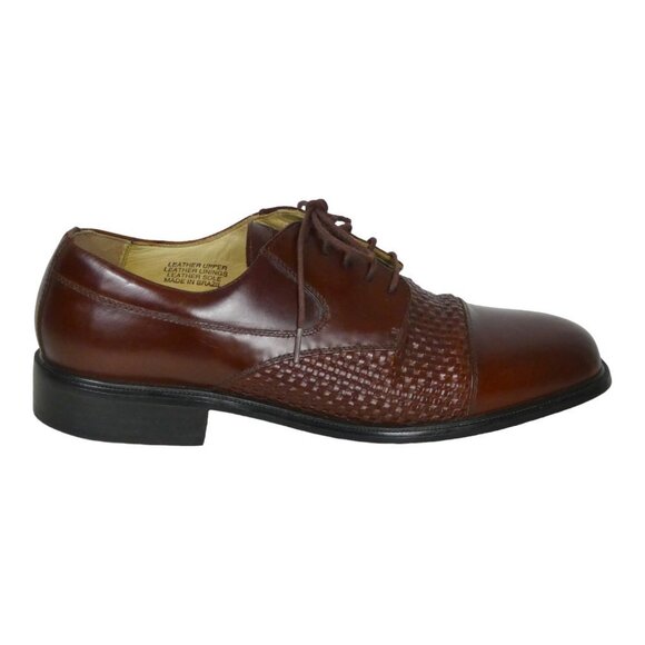 Florsheim Woven Brown Leather Oxfords Salinger Mens Size US 10D #966 - Picture 1 of 12